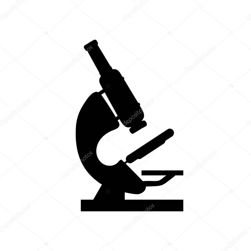 Silhouette microscope study science laboratory. Illustration icon logo symbol