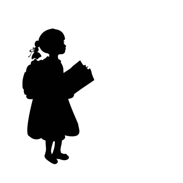 Dziewczyna z sylwetką z książką. Wracamy do szkoły. — Wektor stockowy