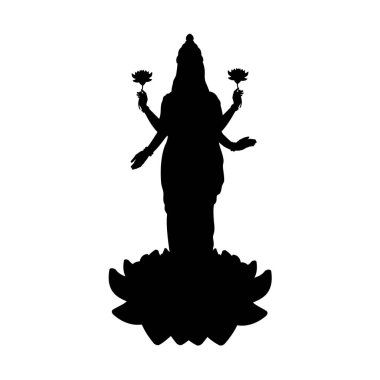 Siluet Hint tanrıçası Lakshmi. Hint kültürü ve dini.