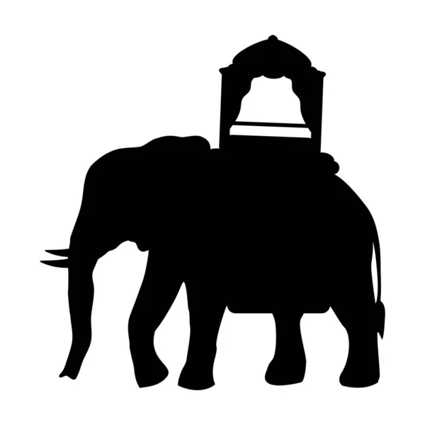 Silhouette elephant to carry passenger. — Stock Vector