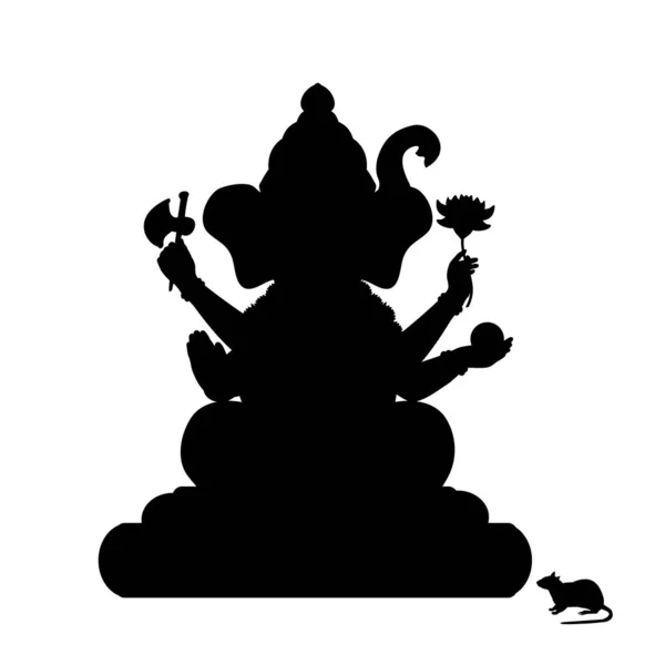 Silueta de la diosa india Genesha. Feliz Genesha Chaturhti. Festival Pancha Ganapati. — Vector de stock