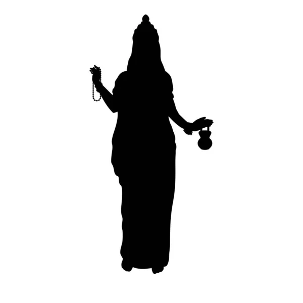 Silhouette der indischen Göttin Brahmacharini. Glückliche Navaratri. — Stockvektor