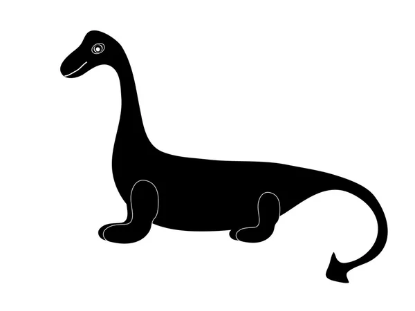 Black silhouette dinosaur dragon tale — Stock Vector