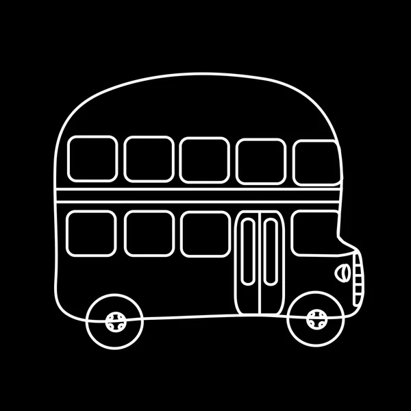 Symbol Doppeldeckerbus schwarzer Hintergrund — Stockvektor