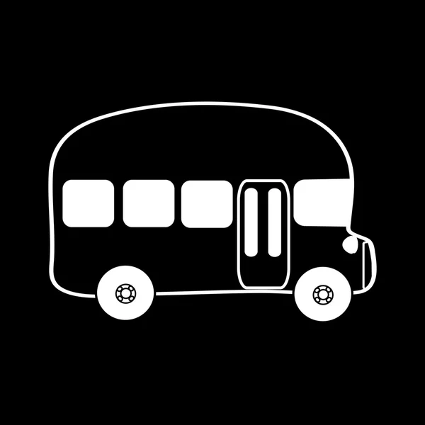 Símbolo ônibus fundo preto — Vetor de Stock