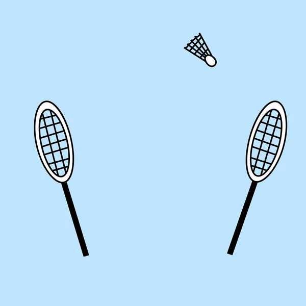 Zwei Badmintonschläger und ein Federball — Stockvektor