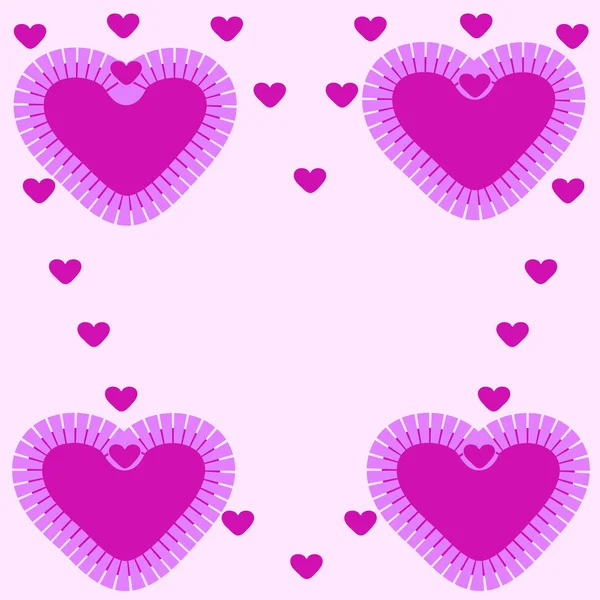 Patrón de corazones rosados grandes y pequeños — Vector de stock
