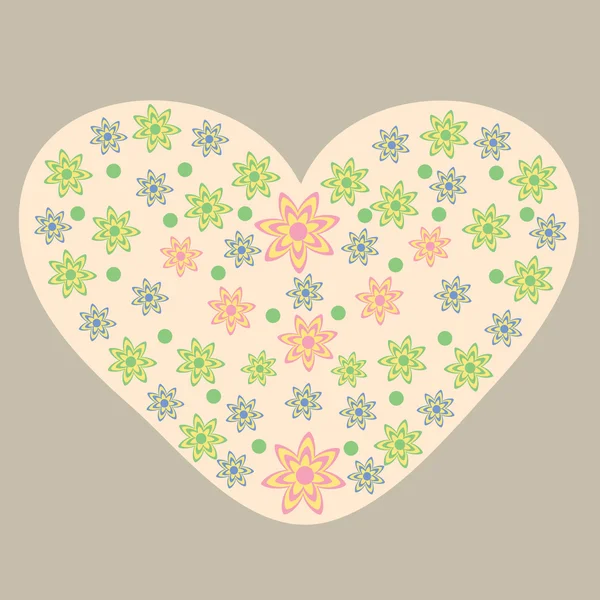 Corazón con flores romántico día de San Valentín fondo — Vector de stock