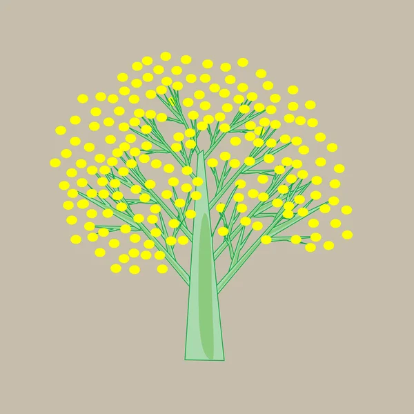 Baum mit gelben Blüten — Stockvektor