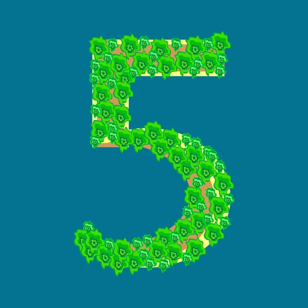 Figur Nummer fünf 5 tropische Insel — Stockvektor