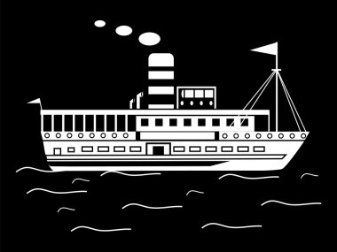 Küçük retro gemi siluet 