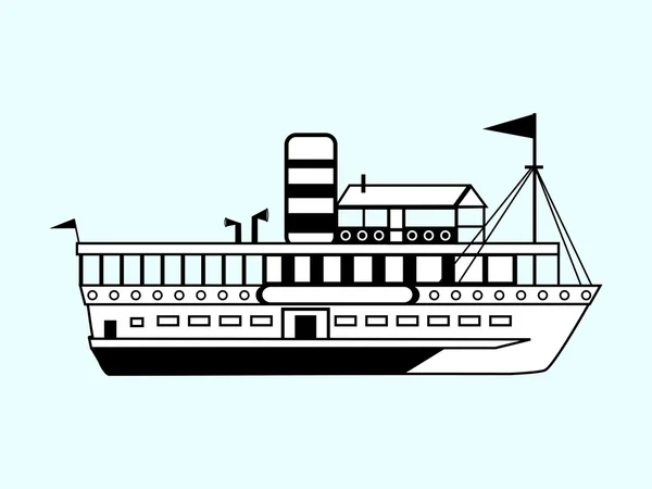 Pequeño barco retro blanco — Vector de stock