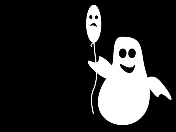 Fantasma divertido Halloween globo triste — Vector de stock