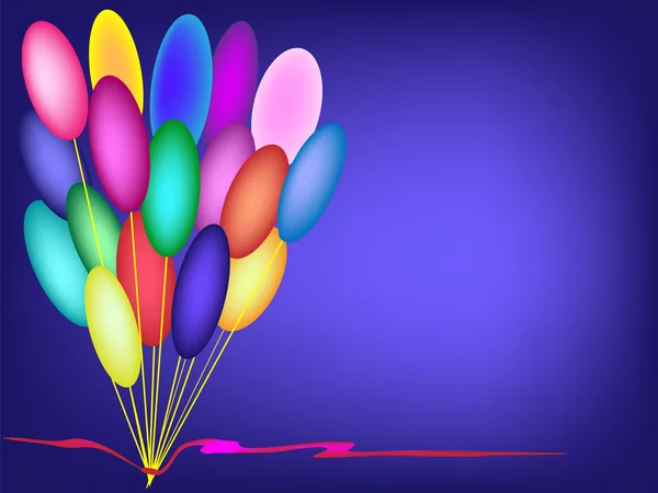 Red ribbon decoration vector background birthday balloons — Διανυσματικό Αρχείο