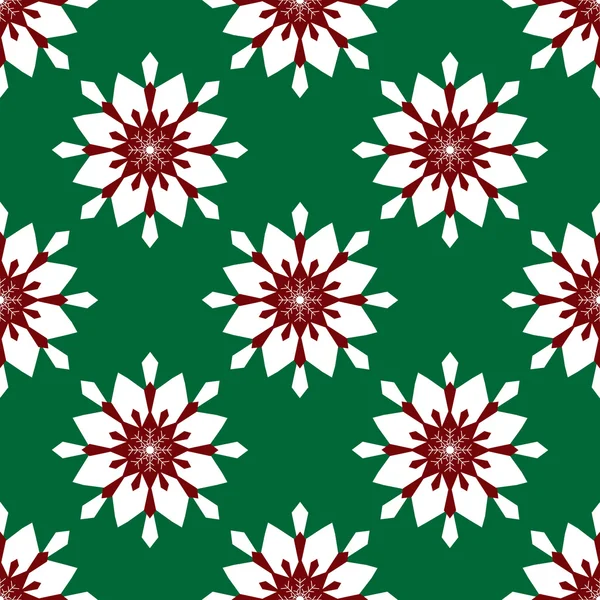Νιφάδες χιονιού λουλούδια σε πράσινο φόντο — Διανυσματικό Αρχείο