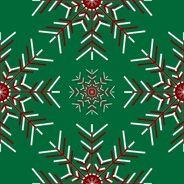 Grands flocons de neige sur fond vert — Image vectorielle