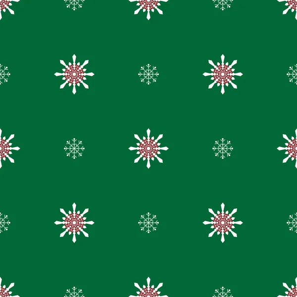 Schneeflocken auf grünem Hintergrund — Stockvektor