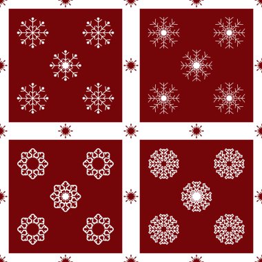 Noel kar taneleri üzerinde kırmızı bir arka plan sorunsuz arka plan esen