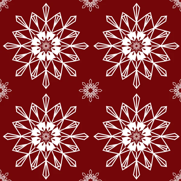Flocos de neve de Natal no fundo vermelho sem costura fundo patte —  Vetores de Stock