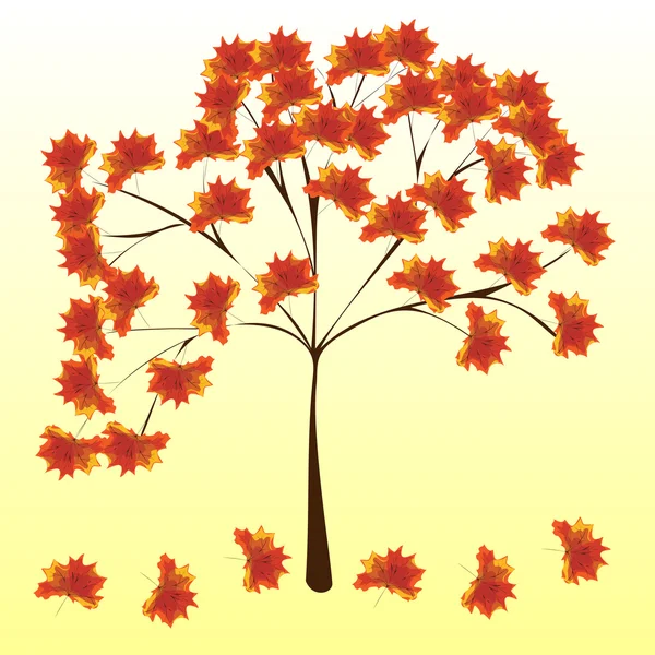 L'érable d'automne laisse derrière lui la nature — Image vectorielle