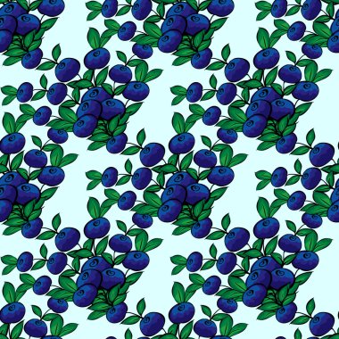 Mavi berry çalı yabanmersini Dikişsiz desen arka plan