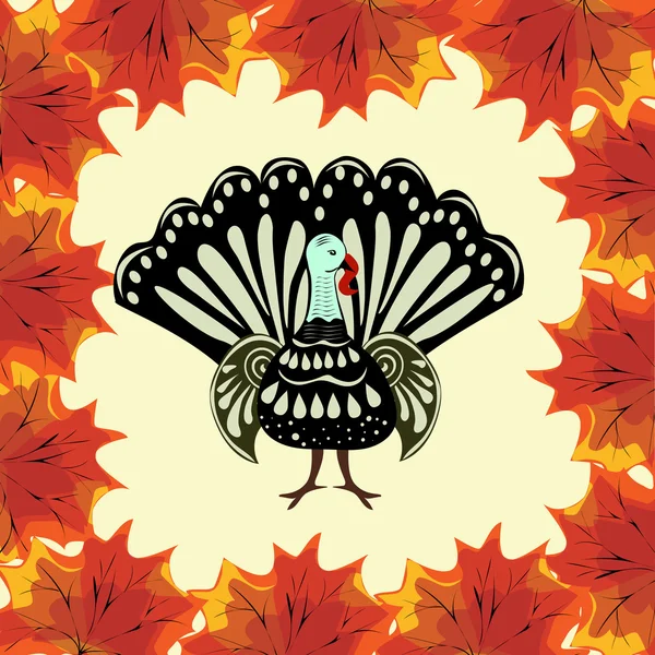 Action de grâces Turquie fond feuilles d'automne — Image vectorielle