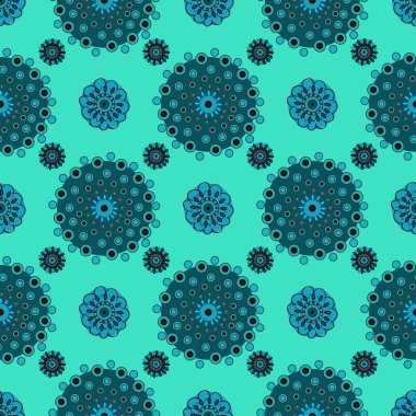 Turkuaz arka plan seamless modeli üzerinde soyut daireler