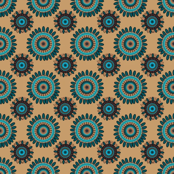 茶色の背景のシームレスなパターンの抽象円 — ストックベクタ