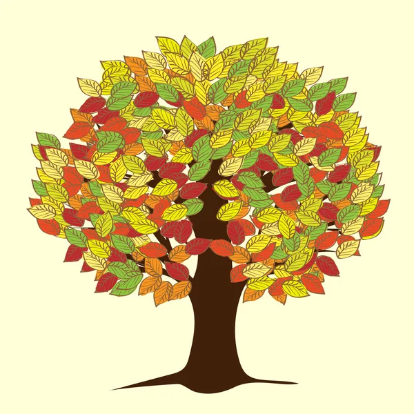 Großer Herbstbaum mit vergilbten Blättern — Stockvektor
