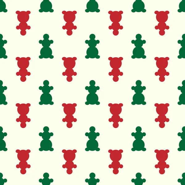 Patrón sin costuras de Navidad muñecos de nieve rojos y verdes — Vector de stock