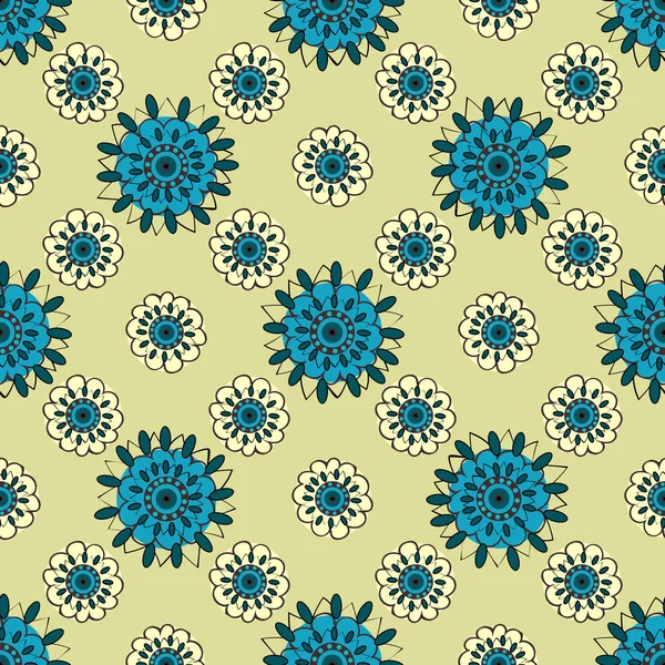 Natürliche türkisfarbene Blumen abstrakte nahtlose Muster Hintergrund — Stockvektor