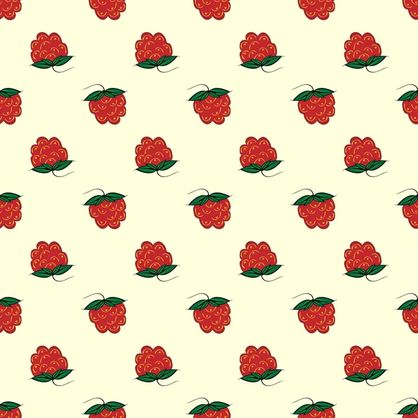 Berry raspberry naadloze patroon aard achtergrond — Stockvector