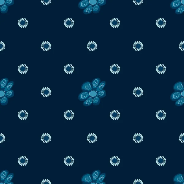 Flores azules sin costura patrón de fondo — Vector de stock