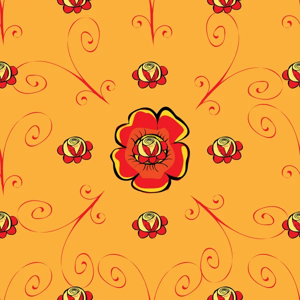 Red poppy flower seamless pattern — Stock Vector