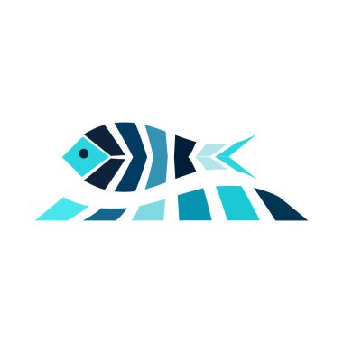 Dalga logo simge deniz balıkçılık okyanus üzerinde mozaik balık