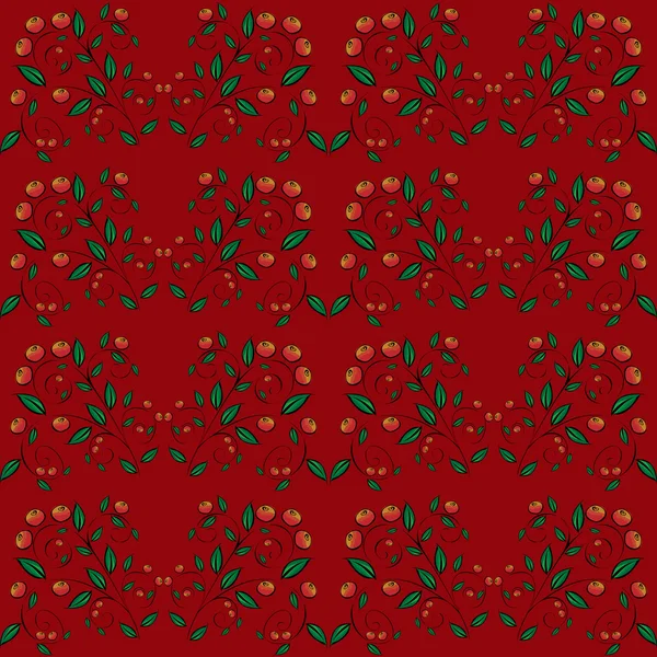 クランベリー カシス赤ベリーのシームレスなパターン — ストックベクタ