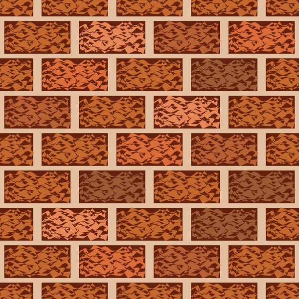 Pared de ladrillo marrón sin costura patrón vector de fondo — Vector de stock