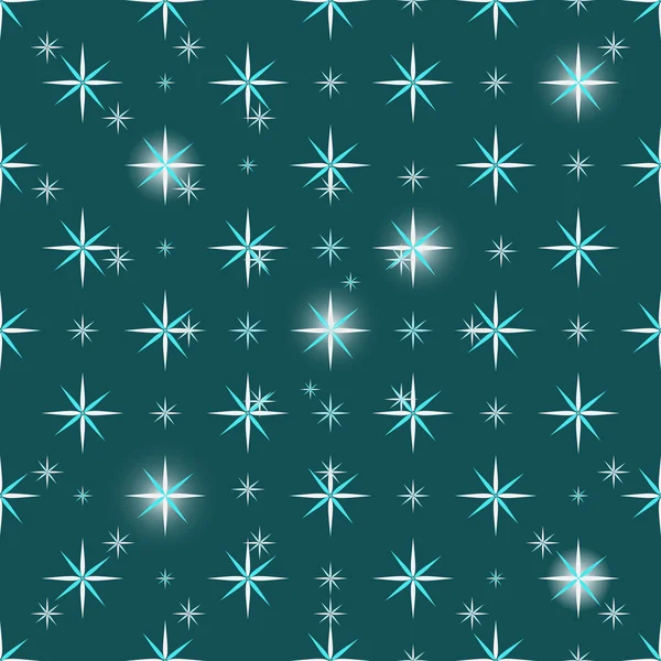 Navidad copos de nieve patrón de fondo verde sin costuras — Archivo Imágenes Vectoriales