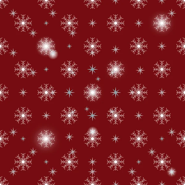 Weihnachten Schneeflocken auf rotem Hintergrund nahtlose Muster — Stockvektor
