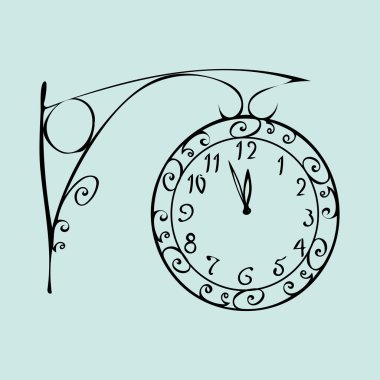 Street clock with a dial of midnight New year clipart