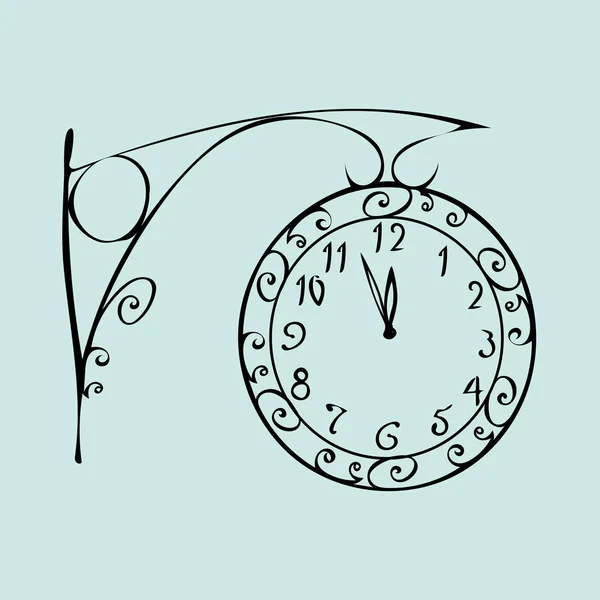 Reloj de calle con un dial de medianoche Año Nuevo — Archivo Imágenes Vectoriales