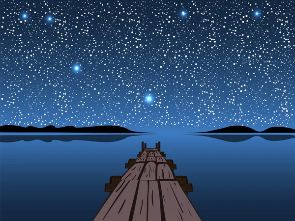 Gece yıldızlı gökyüzü göl