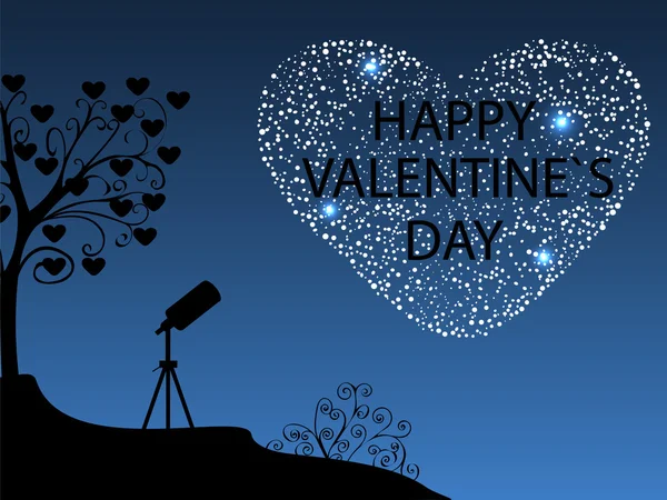 Feliz día de San Valentín Romántico cielo estrellado — Vector de stock