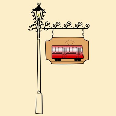 Sokak tabelası retro tramvay