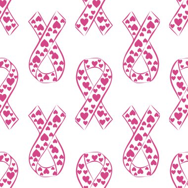 Pembe kurdele ve kalp seamless modeli