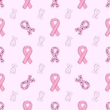 Pembe kurdele ve kalp seamless modeli