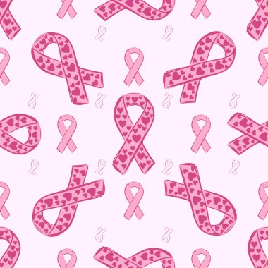 Pembe kurdele ve kalp seamless modeli