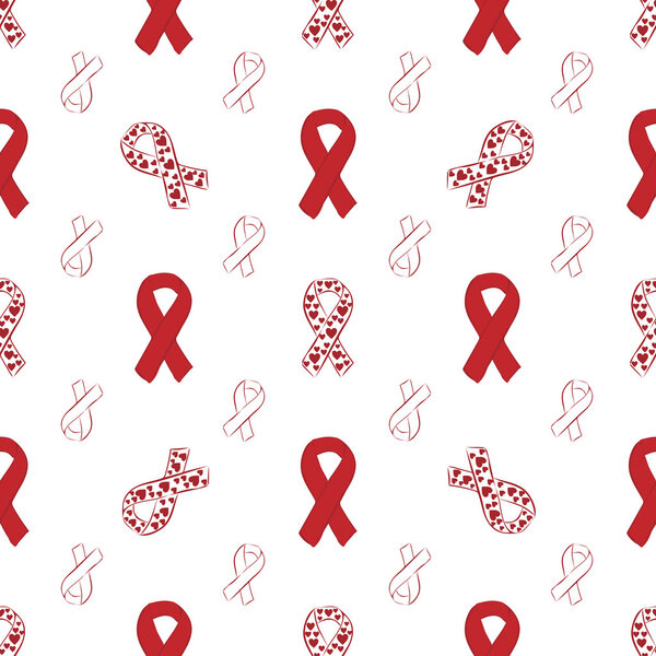 Seamless pattern of red ribbon