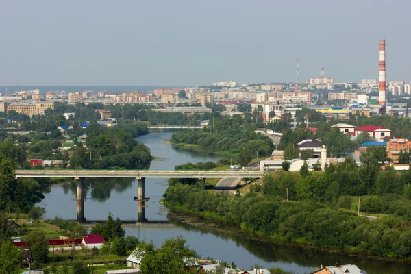 Beautiful cityscape of small town (Uchta) — Stock Photo, Image