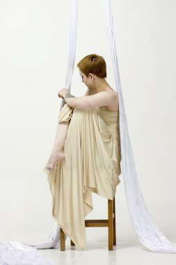 Hava ipek ile dans kadın